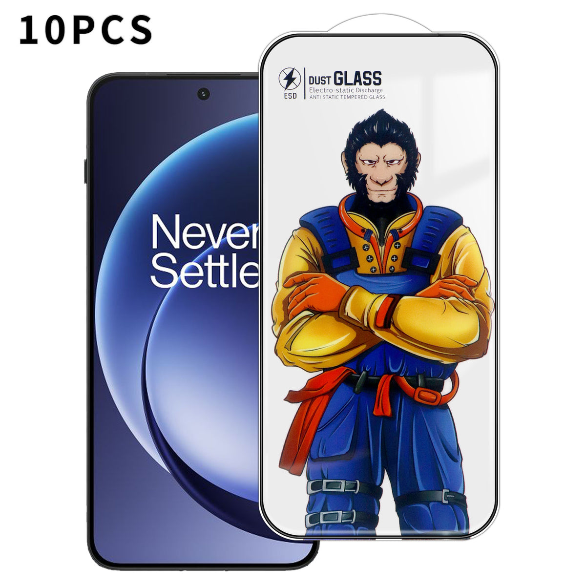 Til OnePlus 15R 5G 10 stk. fuld skærmbeskytter 3D Arc 120C antistatisk silketryk høj aluminium-silicium glasfilm
