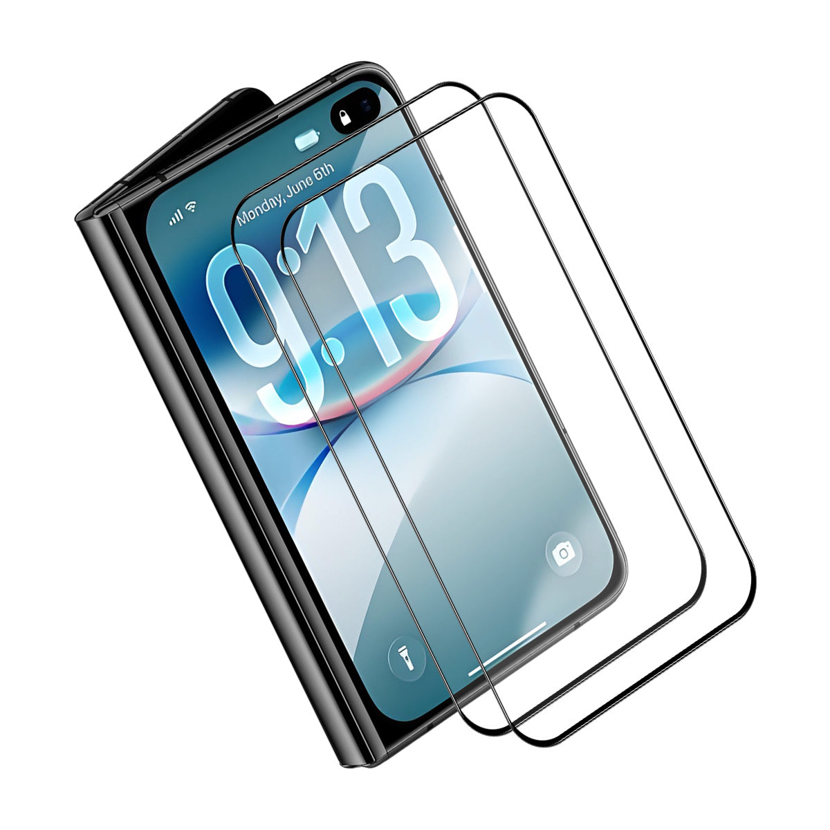 HAT PRINCE til iPhone Fold ENKAY 2 stk. Skærmbeskytter Tyk Klæbemiddel 0,26mm 2.5D Højt Aluminium-Silicium Glas Film