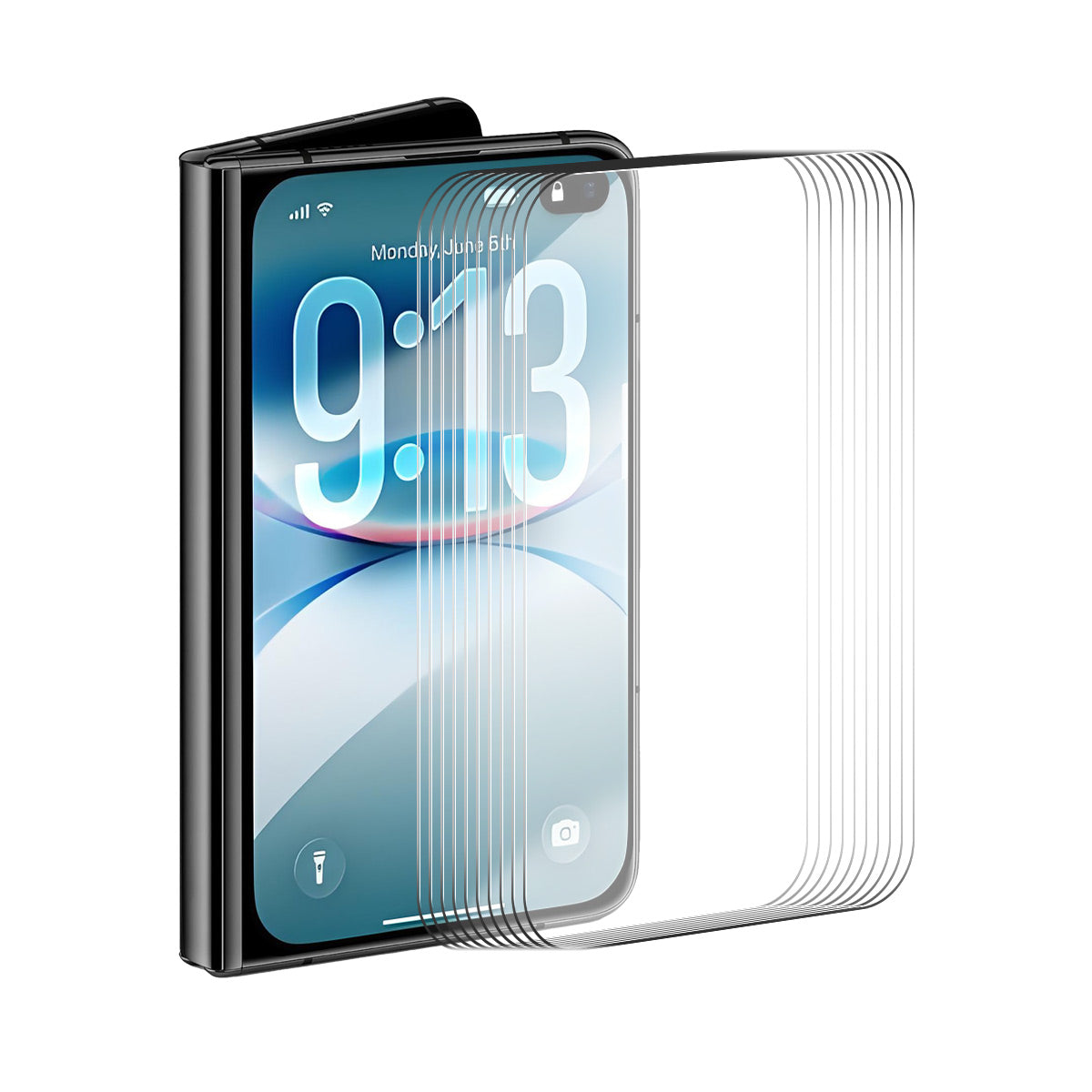 HAT PRINCE for iPhone Fold ENKAY  10Pcs Screen Protector Thick Adhesive 9H Arc Edges High Aluminium-Silicon Glass Film