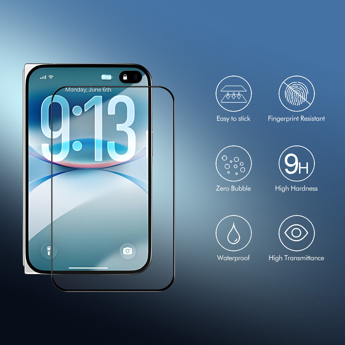 HAT PRINCE for iPhone Fold ENKAY 10Pcs Screen Protector Thick Adhesive 0.26mm 2.5D High Aluminum-Silicon Glass Film