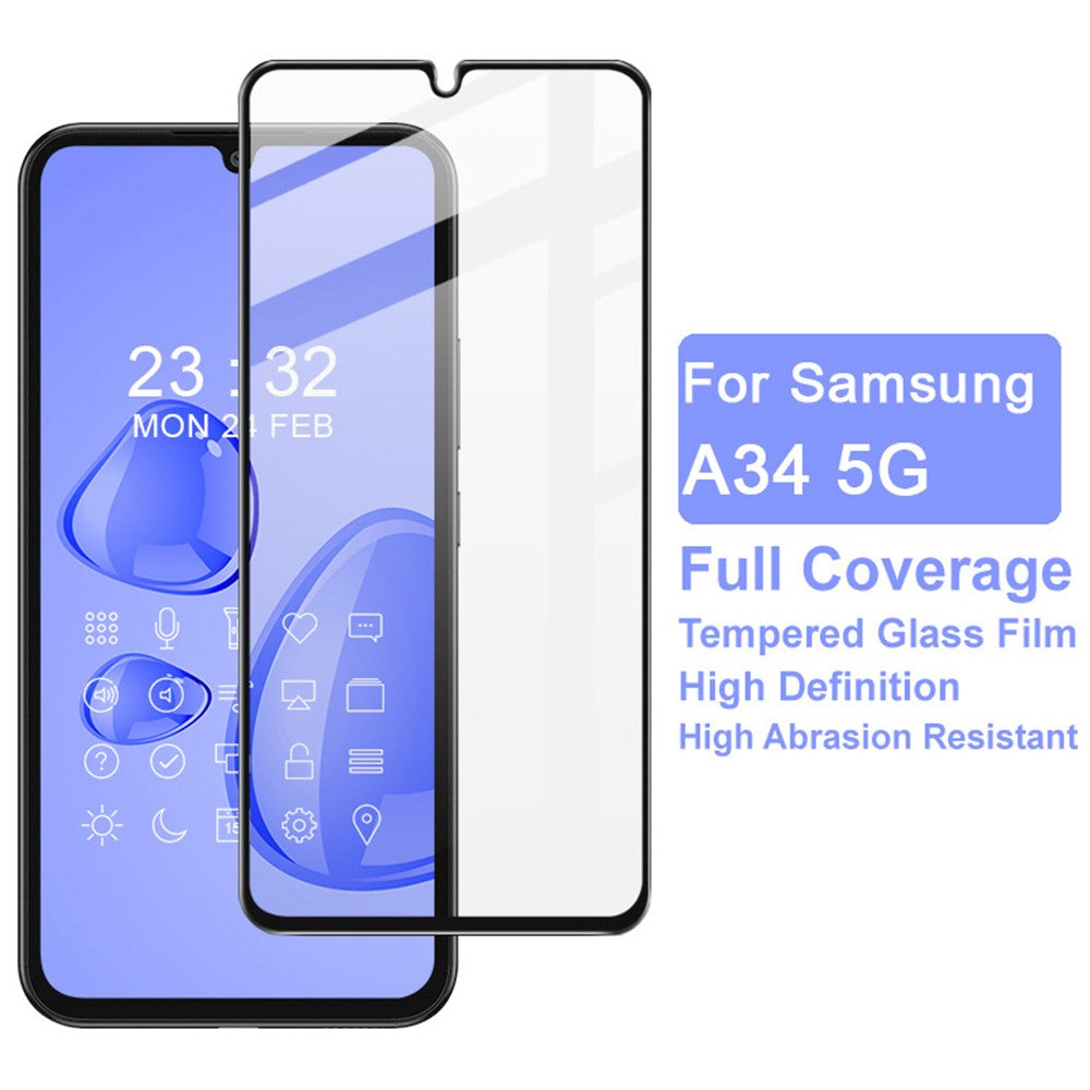 IMAK Pro+ Series til Samsung Galaxy A34 5G Fuld Dækkende Skærmbeskytter Følsom Berøring Ultra Klar Hærdet Glas Film