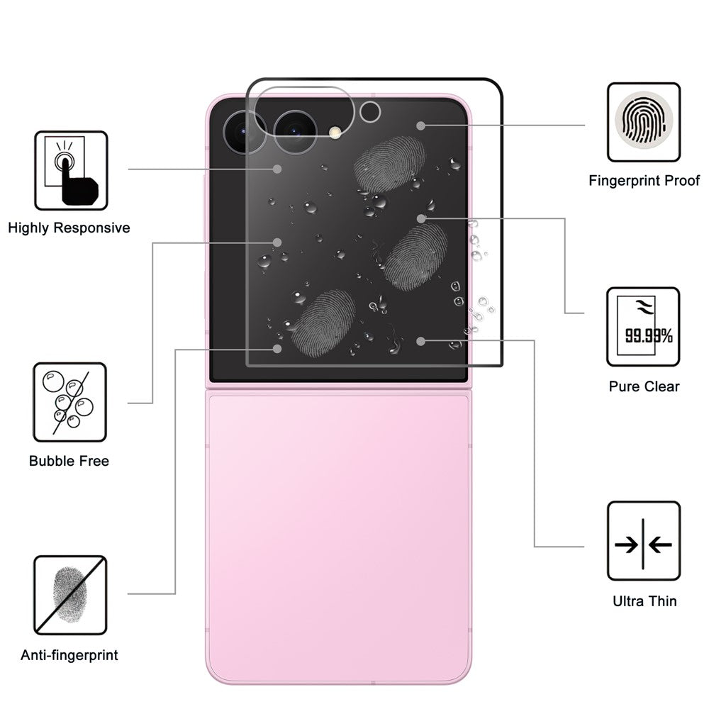 For Samsung Galaxy Z Flip8 Screen Protector Black Edge AGC Glass Full Glue Full Coverage Screen Film