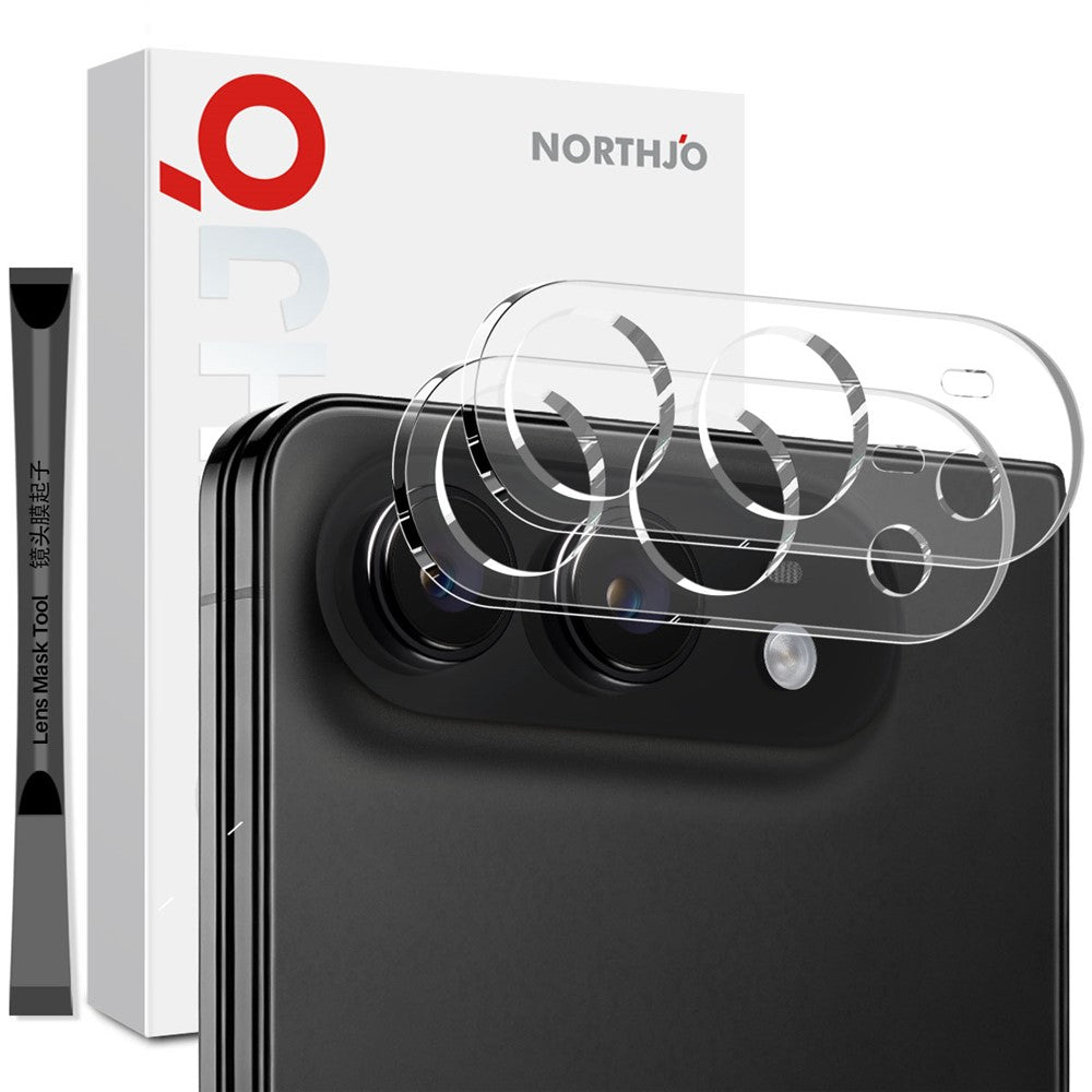 NORTHJO 2Pcs For iPhone Fold Tempered Glass Camera Lens Protector Clear 3D Integrated Full Coverage