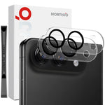 NORTHJO 2Pcs For iPhone Fold Camera Lens Protector Black Circles 3D Full Coverage Clear Tempered Glass Lens Film