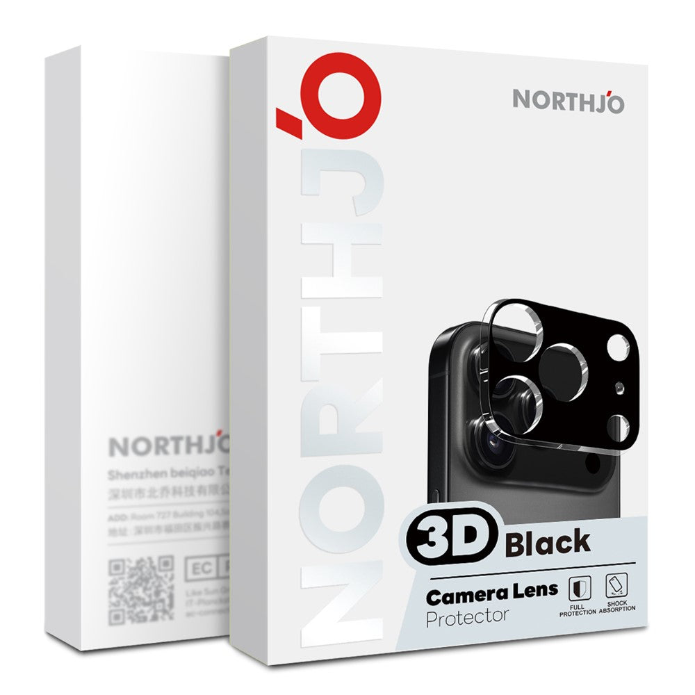NORTHJO 2Pcs For iPhone Fold Full Coverage Camera Lens Protector Silk Printing 3D Clear Tempered Glass Lens Film
