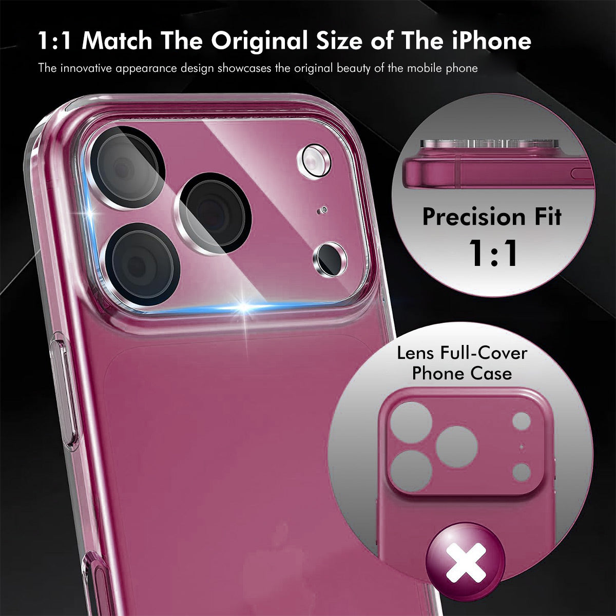 HAT PRINCE for iPhone Fold Camera Lens Protector ENKAY Tempered Glass Lens Film with Black Ring