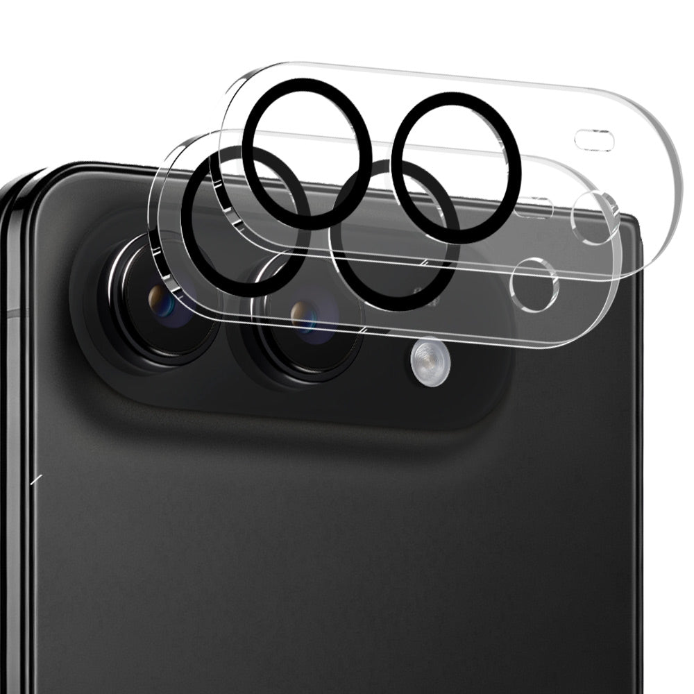 HAT PRINCE for iPhone Fold 2Pcs Camera Lens Protector ENKAY Tempered Glass Lens Film with Black Ring