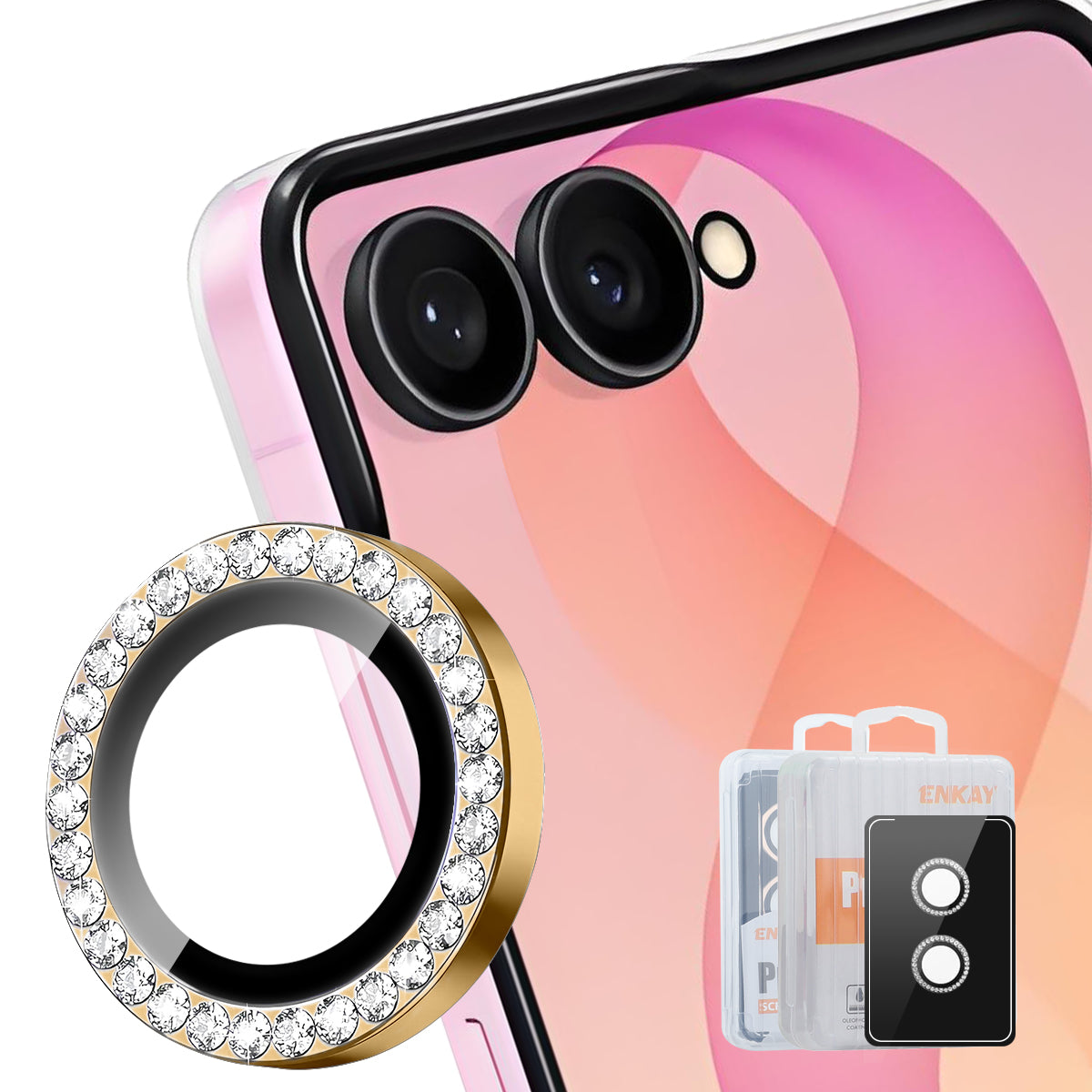 HAT PRINCE for Samsung Galaxy Z Flip8 Camera Lens Protector ENKAY  Rhinestone Decor Rear Lens Film