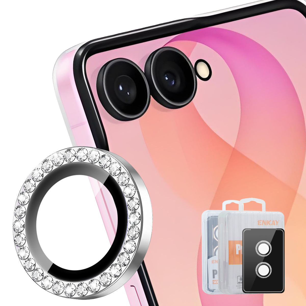 HAT PRINCE for Samsung Galaxy Z Flip8 Camera Lens Protector ENKAY  Rhinestone Decor Rear Lens Film