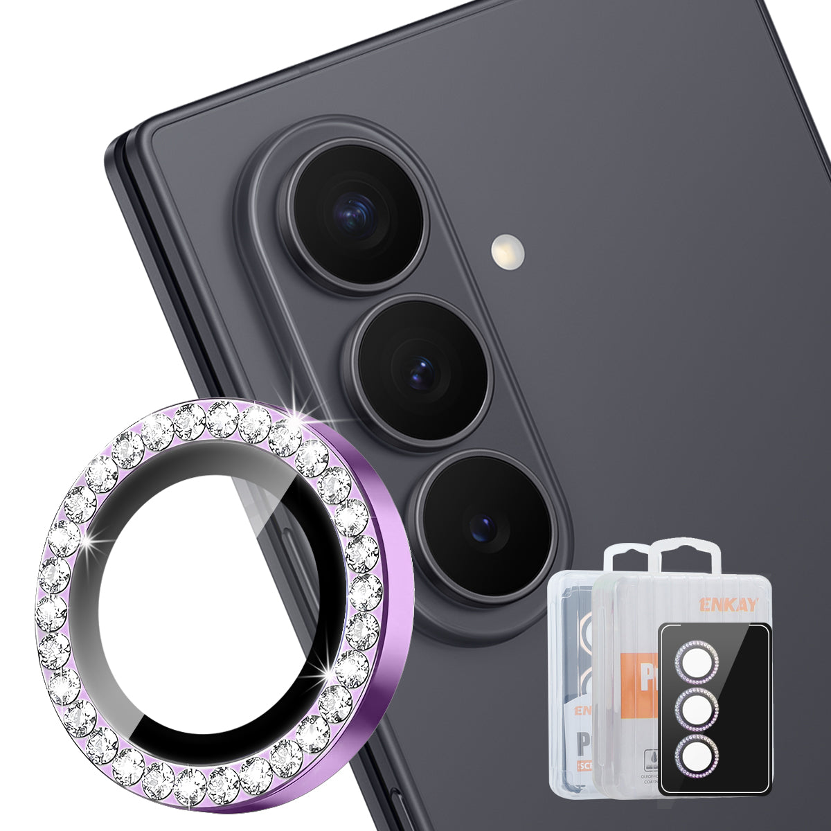 HAT PRINCE för Samsung Galaxy Z Fold7 5G, kameraliinsskydd från ENKAY med strassdekor, bakre linsfilm