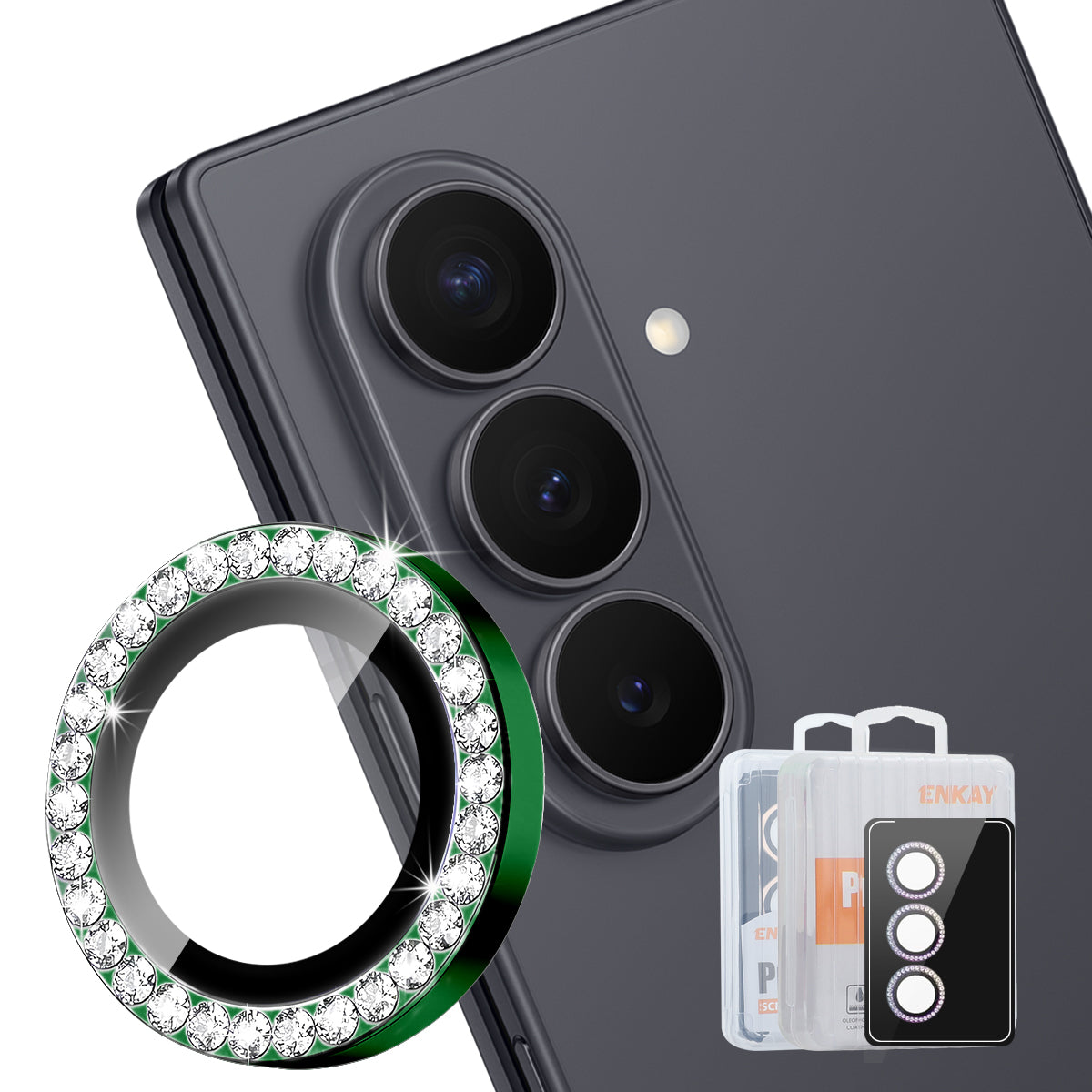 HAT PRINCE til Samsung Galaxy Z Fold8 Ultra Kameralinsebeskytter ENKAY Rhinstensudsmykning Baglinsefilm