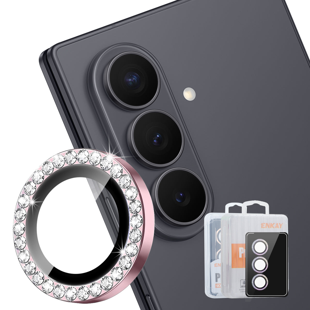 HAT PRINCE til Samsung Galaxy Z Fold8 Ultra Kameralinsebeskytter ENKAY Rhinstensudsmykning Baglinsefilm