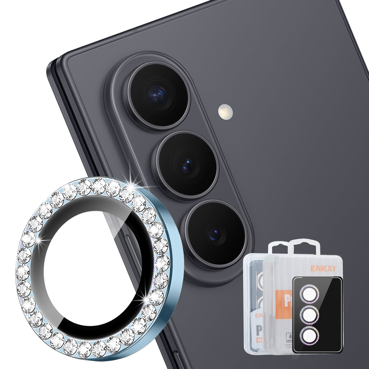 HAT PRINCE til Samsung Galaxy Z Fold8 Ultra Kameralinsebeskytter ENKAY Rhinstensudsmykning Baglinsefilm