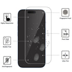 2Pcs For iPhone 16 Pro Full Screen Protector HD Clear High Aluminum-Silicon Glass 9H Hardness Film with Positioning Film
