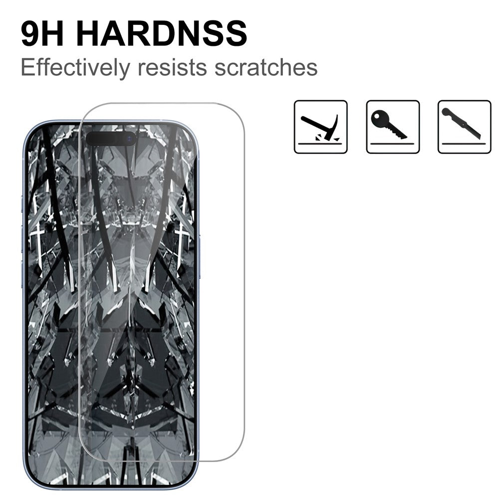 2Pcs For iPhone 16 Pro Max Full Screen Protector HD Clear High Aluminium-silicon Glass 9H Hardness Film with Positioning Film