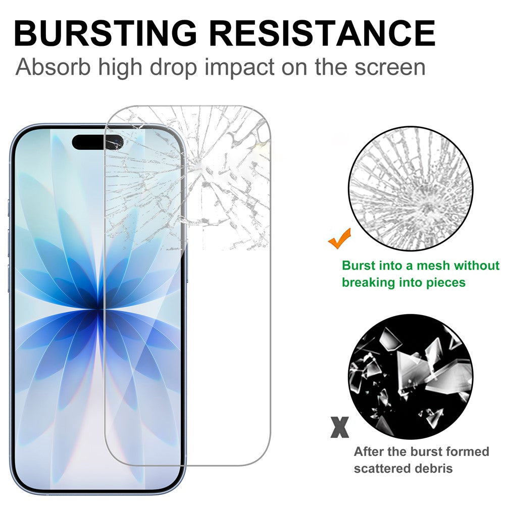 For iPhone 17 Full Screen Protector HD Clear High Aluminium-silicon Glass 9H Hardness Film with Positioning Film