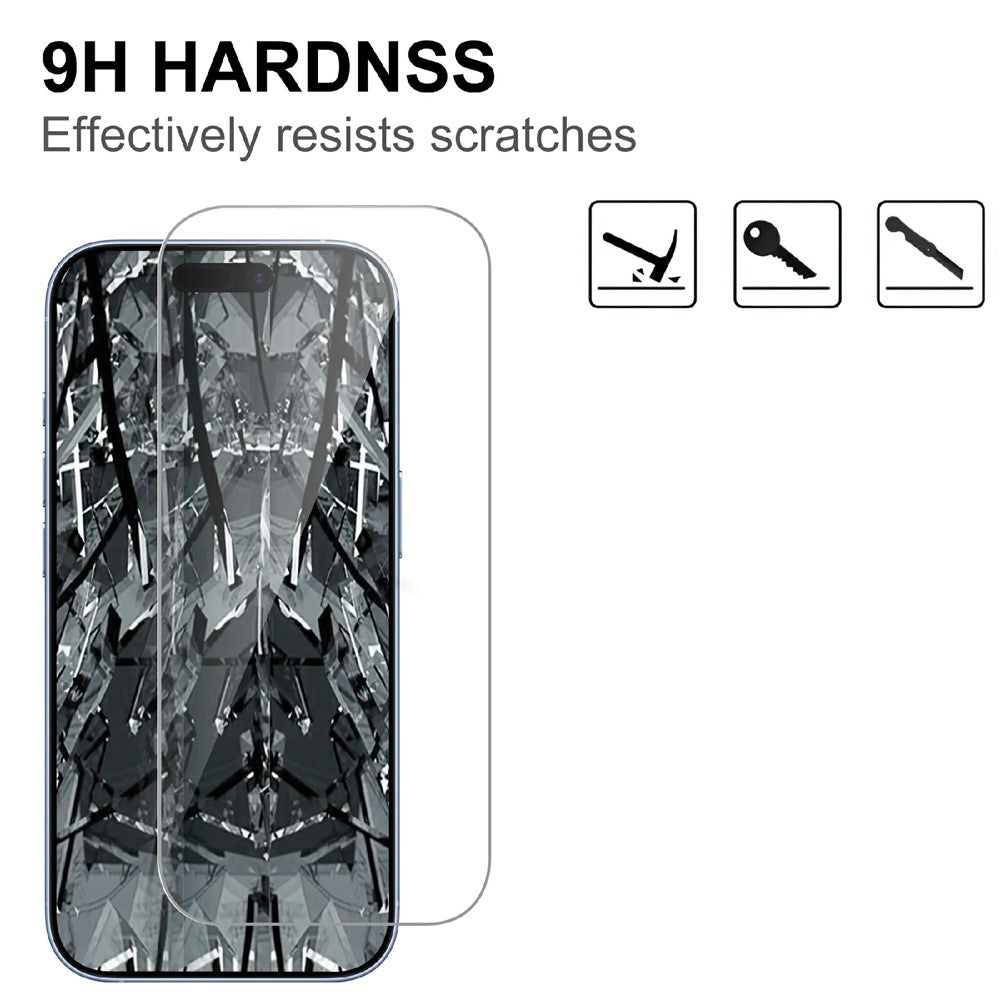 For iPhone 15 Full Screen Protector HD Clear High Aluminium-silicon Glass 9H Hardness Film with Positioning Film