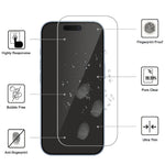 For iPhone 15 Pro Full Screen Protector HD Clear High Aluminium-silicon Glass 9H Hardness Film with Positioning Film