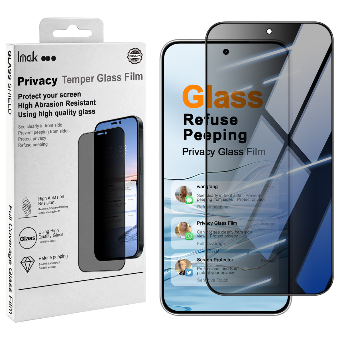 IMAK för Xiaomi Redmi Note 17 Pro Max 5G / Note 17 Pro 5G Sekretessskärmskydd Anti-peep Heltäckande Härdat Glasfilm (Fingeravtryckslåsning)