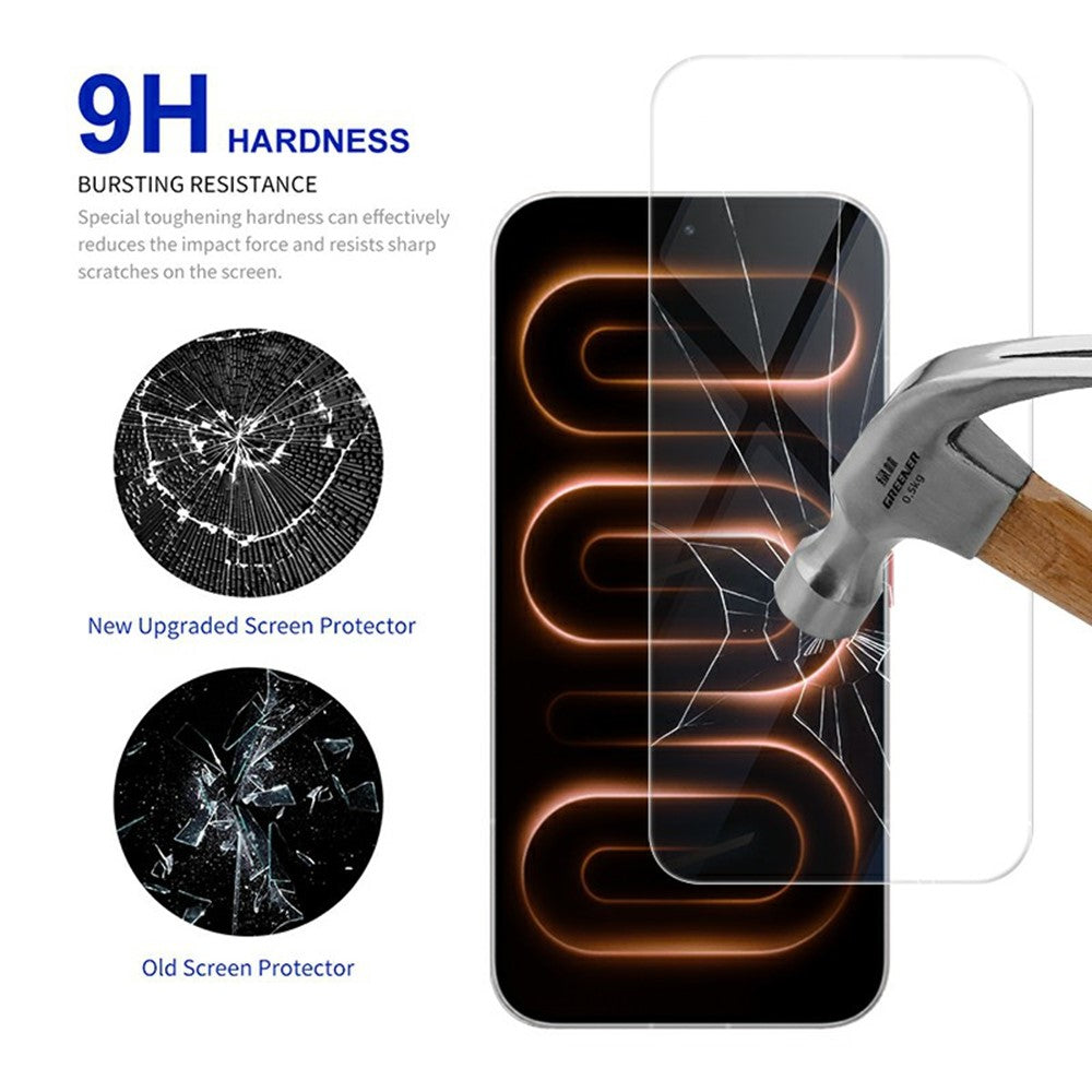 RURIHAI 10 stk. skærmbeskyttelse til Xiaomi Redmi K100 Pro 5G (Kina), 0,26 mm 2,5D fuld dækning, højaluminium-kiselglasfilm (ikke fuld dækning)