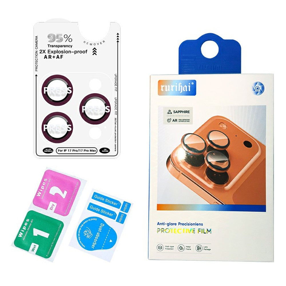 RURIHAI För iPhone 18 Pro / 18 Pro Max Kameralinsskydd AR Antireflex Metallkant Heltäckande Hög Aluminium-Kisel Glas Linsfilm