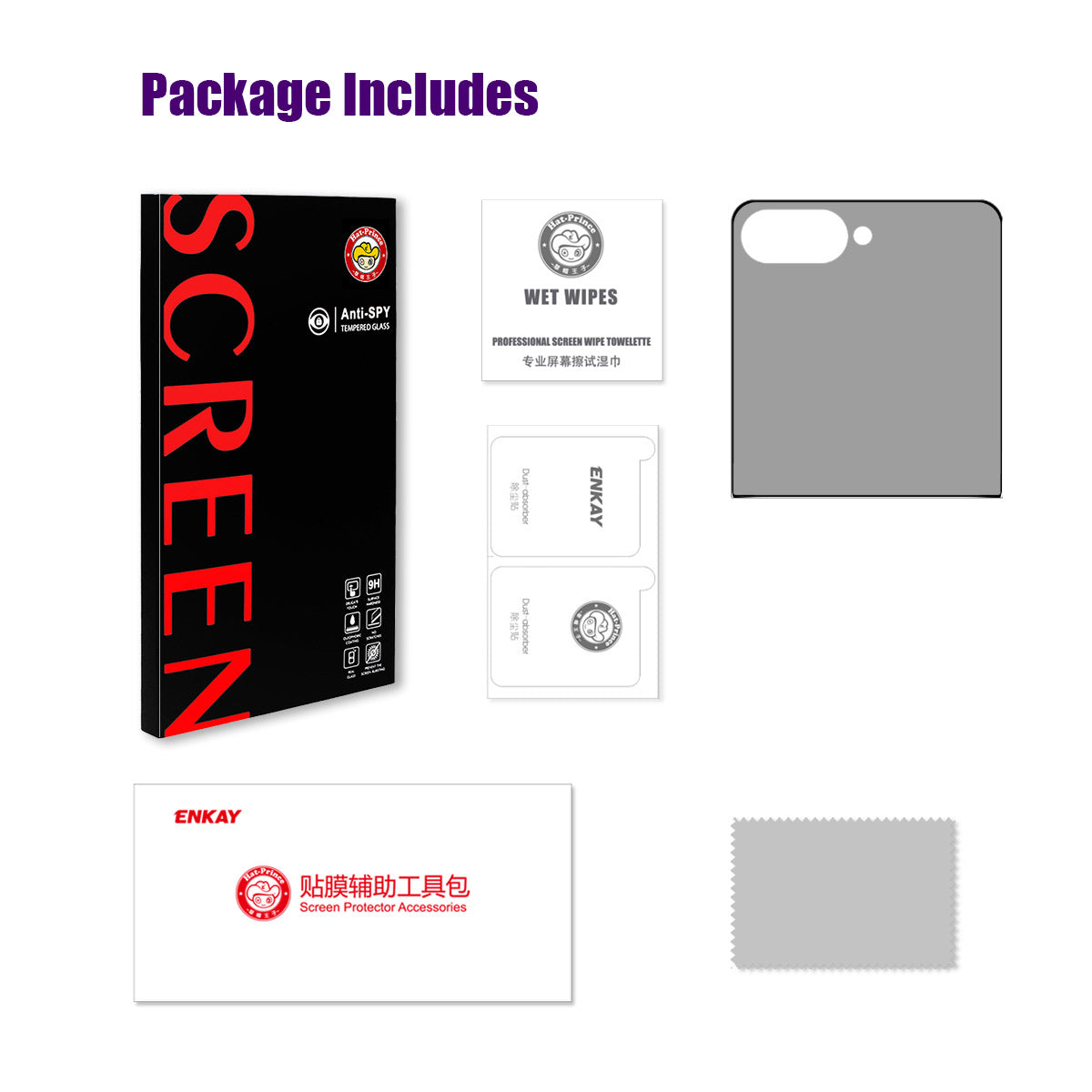 HAT PRINCE for Samsung Galaxy Z Flip8 Privacy Screen Protector ENKAY Hat-Prince Full Glue Full Coverage 28-degree Anti-Spy Tempered Glass
