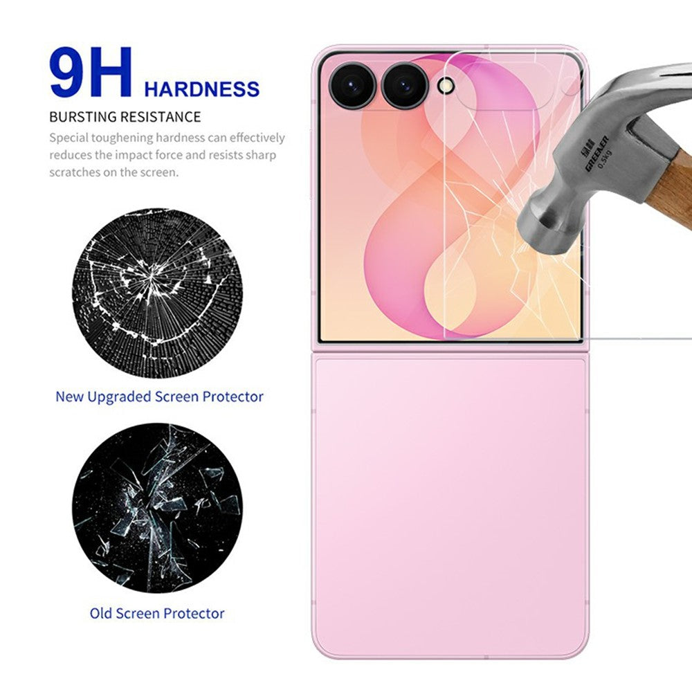 RURIHAI For Samsung Galaxy Z Flip8 AGC Glass Full Screen Protector 0.18mm 2.5D Electroplated Film, Case-Friendly Version