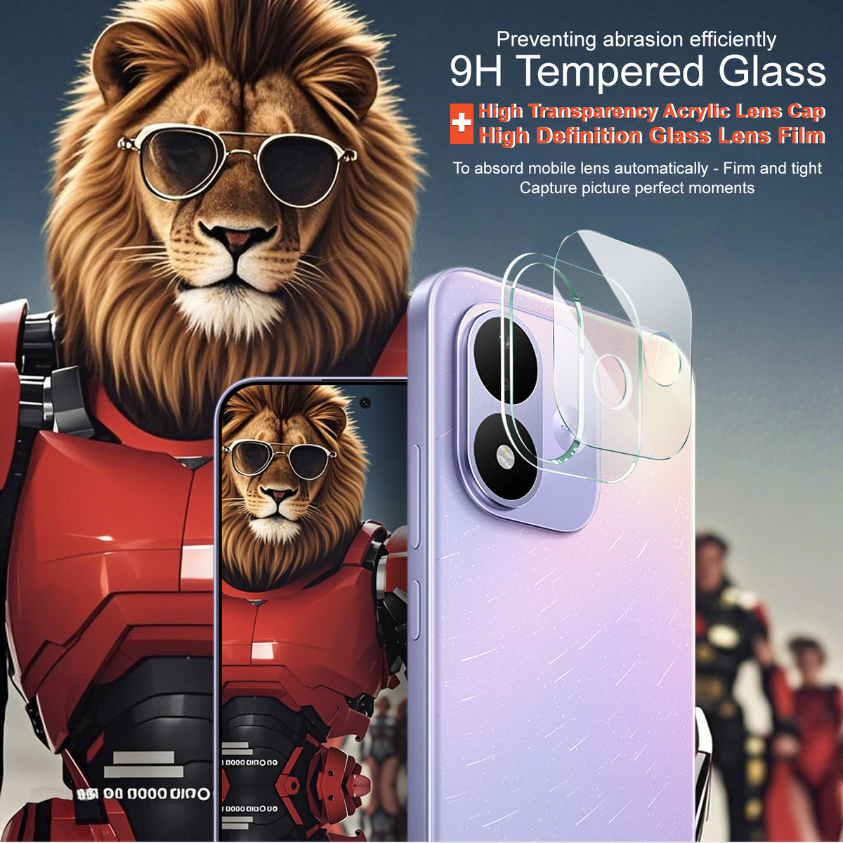 IMAK for Xiaomi Redmi Note 17 4G (Global) / Note 17 5G (Global) / Note 17 (India / China) 5G Tempered Glass Full Cover Camera Lens Protector + Acrylic Lens Cap