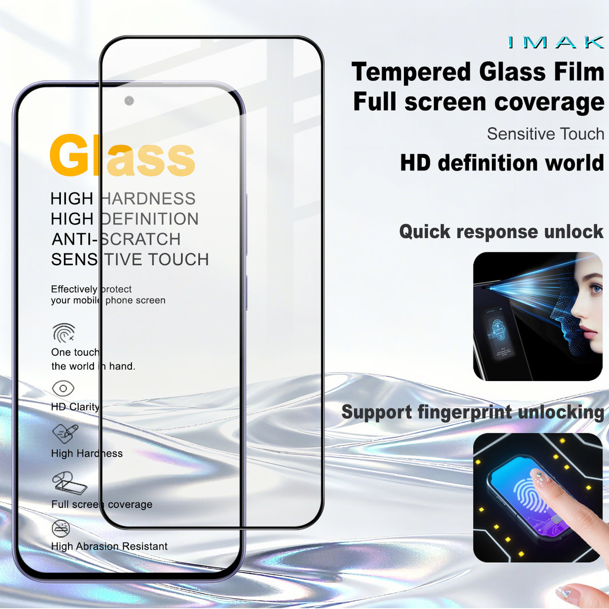 IMAK for Xiaomi Redmi Note 17 4G (Global) / Note 17 5G (Global) / Note 17 (India / China) 5G Pro+ Series HD Full Screen Tempered Glass Screen Protector Black Border (Fingerprint Unlock)