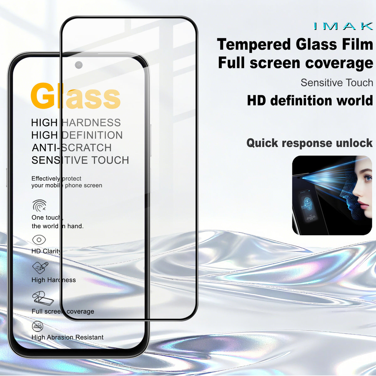 IMAK til Honor X7e Plus 5G / Honor X7e Plus 4G / Honor 600 Smart 5G Pro+ Serie HD Hærdet Glas Fuld Skærmbeskytter Følsom Touch Film