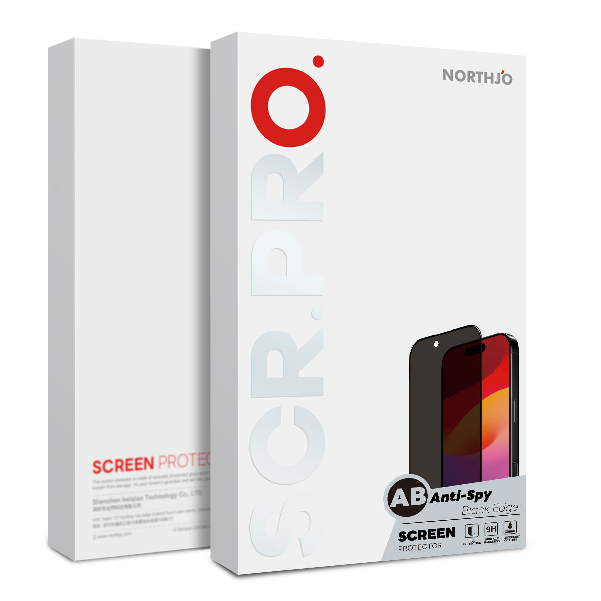 NORTHJO for iPhone Fold 2Pcs A++ Privacy Screen Protector High Aluminium-Silicon Glass 0.3mm Full Covering Anti Spy Film
