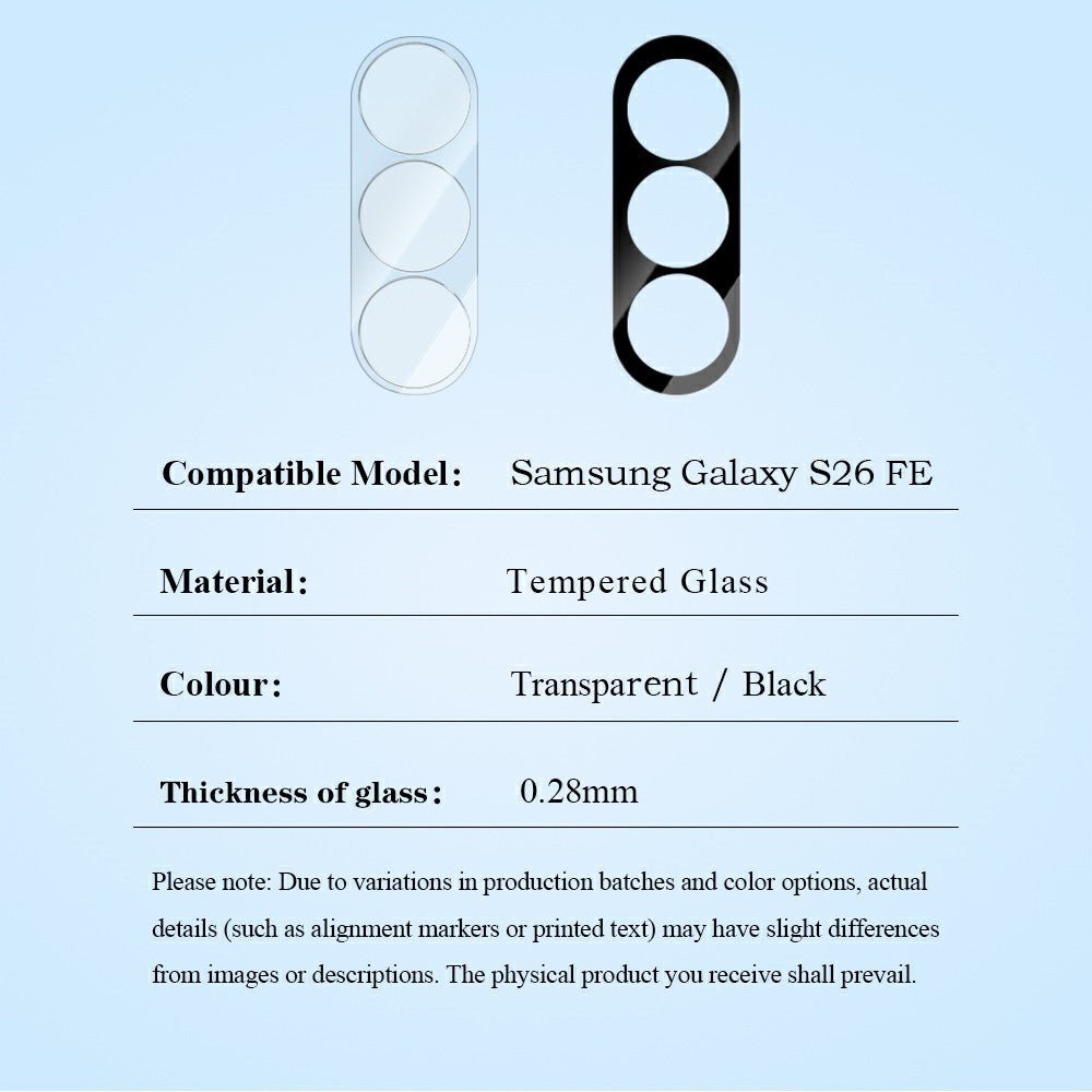 LEREACH 2 stk. til Samsung Galaxy S26 FE kamerabeskytter 0,3 mm ultratynd fuldt dækkende hærdet glas linsefilm