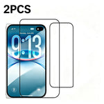 For iPhone Fold 2PCS Tempered Glass Silk Printing HD Black Edge Full Coverage Screen Protector