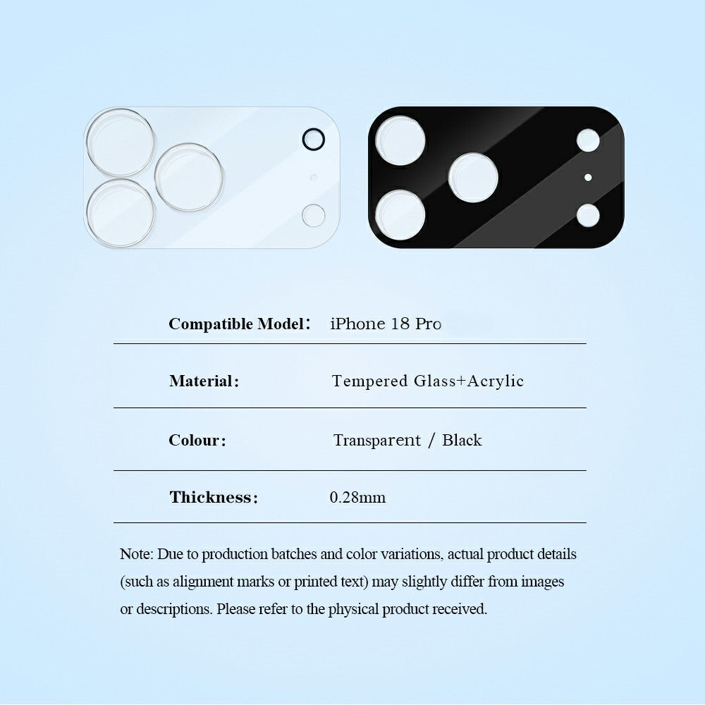 LEREACH For iPhone 18 Pro Camera Lens Protector 3D Full Coverage Tempered Glass Acrylic One-Piece Lens Film