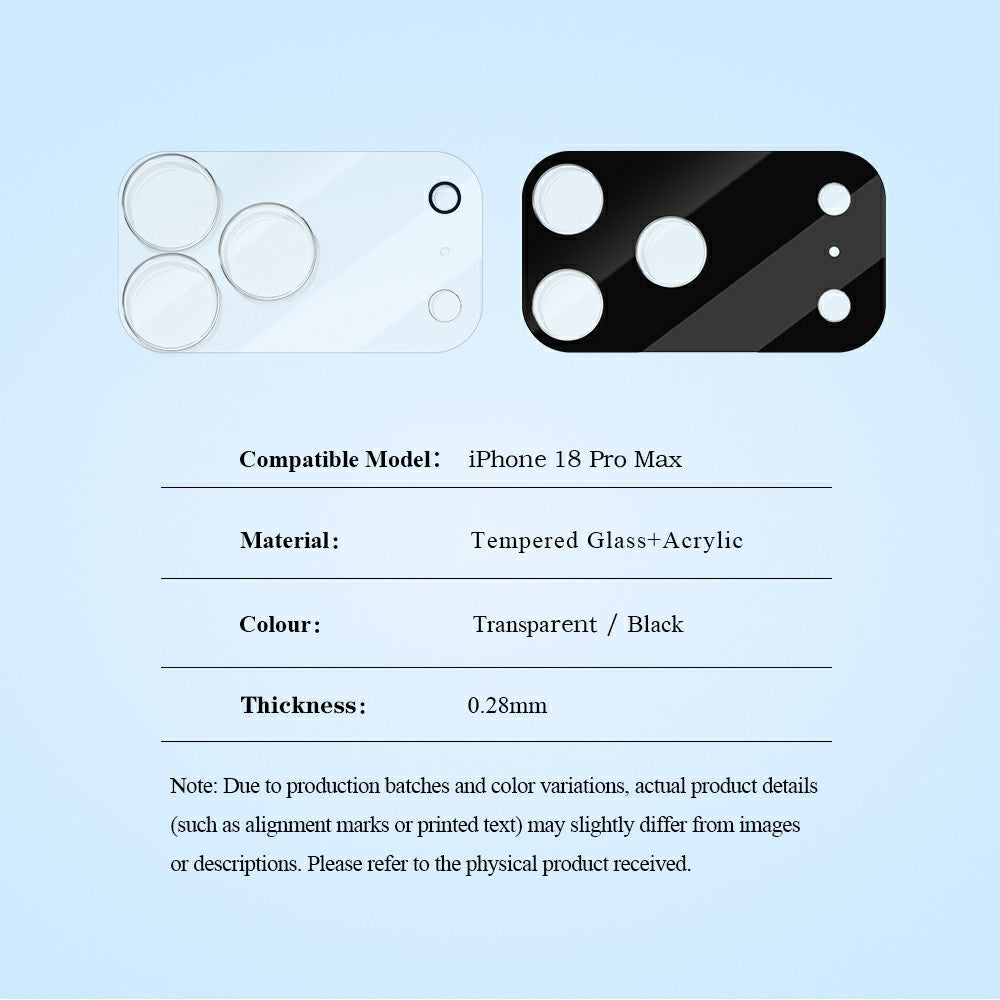LEREACH For iPhone 18 Pro Max Camera Lens Protector 3D Full Coverage Tempered Glass Acrylic One-Piece Lens Film