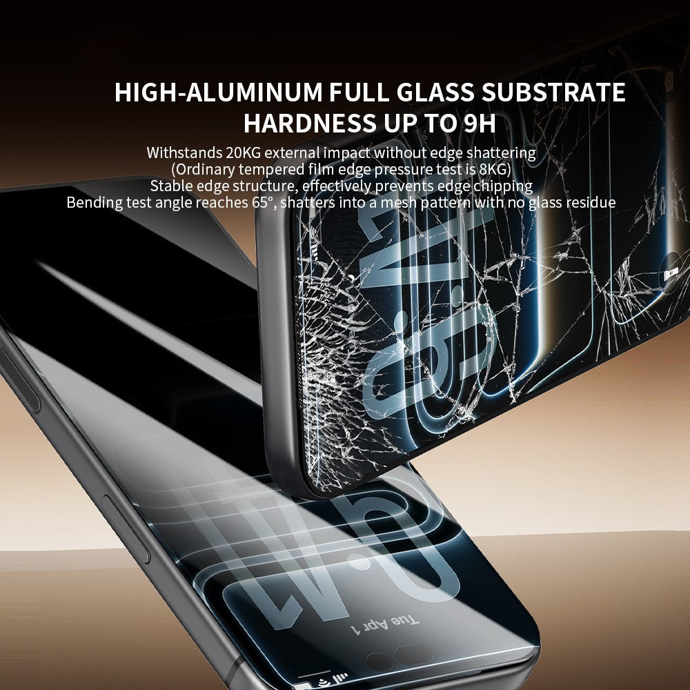 Til iPhone 18 Pro Max ZGA Anti-spion Skærmbeskytter 3D Fuld Dækning Antistatisk Høj Aluminosilikatglasfilm