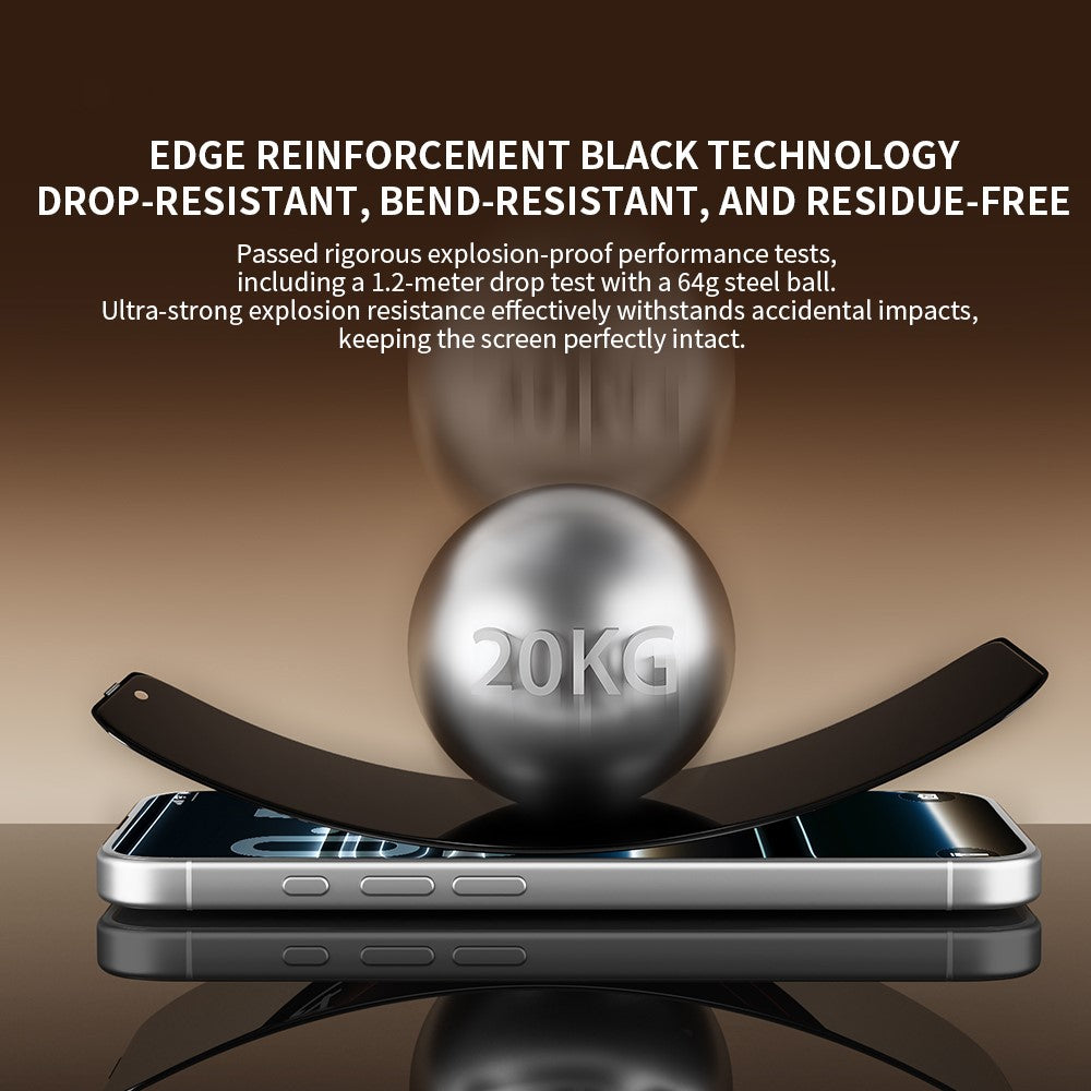 Til iPhone 18 Pro Max ZGA Anti-spion Skærmbeskytter 3D Fuld Dækning Antistatisk Høj Aluminosilikatglasfilm