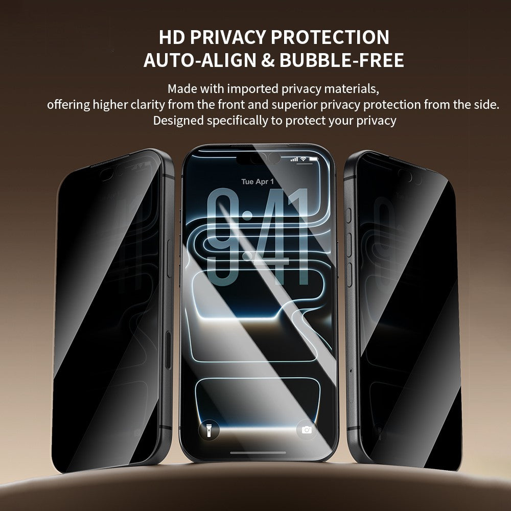 For iPhone 18 Pro ZGA Anti-spy Screen Protector 3D Full Coverage Anti-static High Aluminum-Silicon Glass Film
