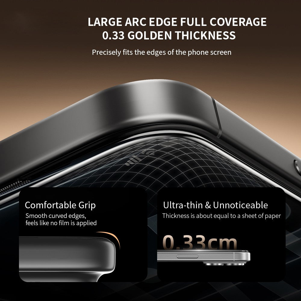 For iPhone 18 Pro ZGA Anti-spy Screen Protector 3D Full Coverage Anti-static High Aluminum-Silicon Glass Film