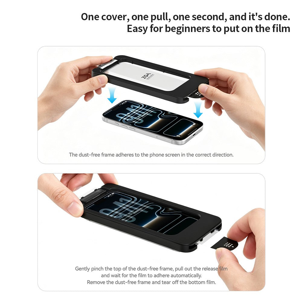 ZGA til iPhone 18 Pro Max Skærmbeskytter 3D Fuld Dækning 0,33 mm 9H Høj Aluminium-silicium Glasfilm med Installationsværktøj