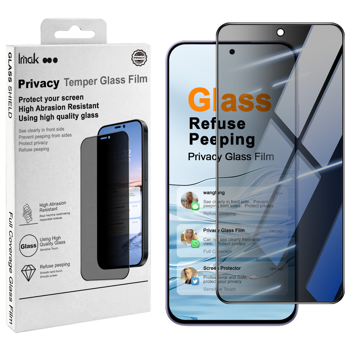 IMAK for Xiaomi Redmi Note 17 4G (Global) / Note 17 5G (Global) / Note 17 (India / China) 5G Anti Peep Tempered Glass Screen Protector Full Coverage