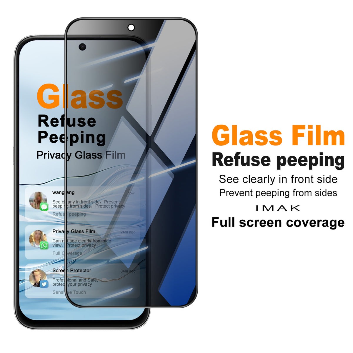 IMAK for Honor X7e Plus 4G / Honor X7e Plus 5G / Honor 600 Smart 5G Anti-Peep Tempered Glass Screen Protector Full Coverage
