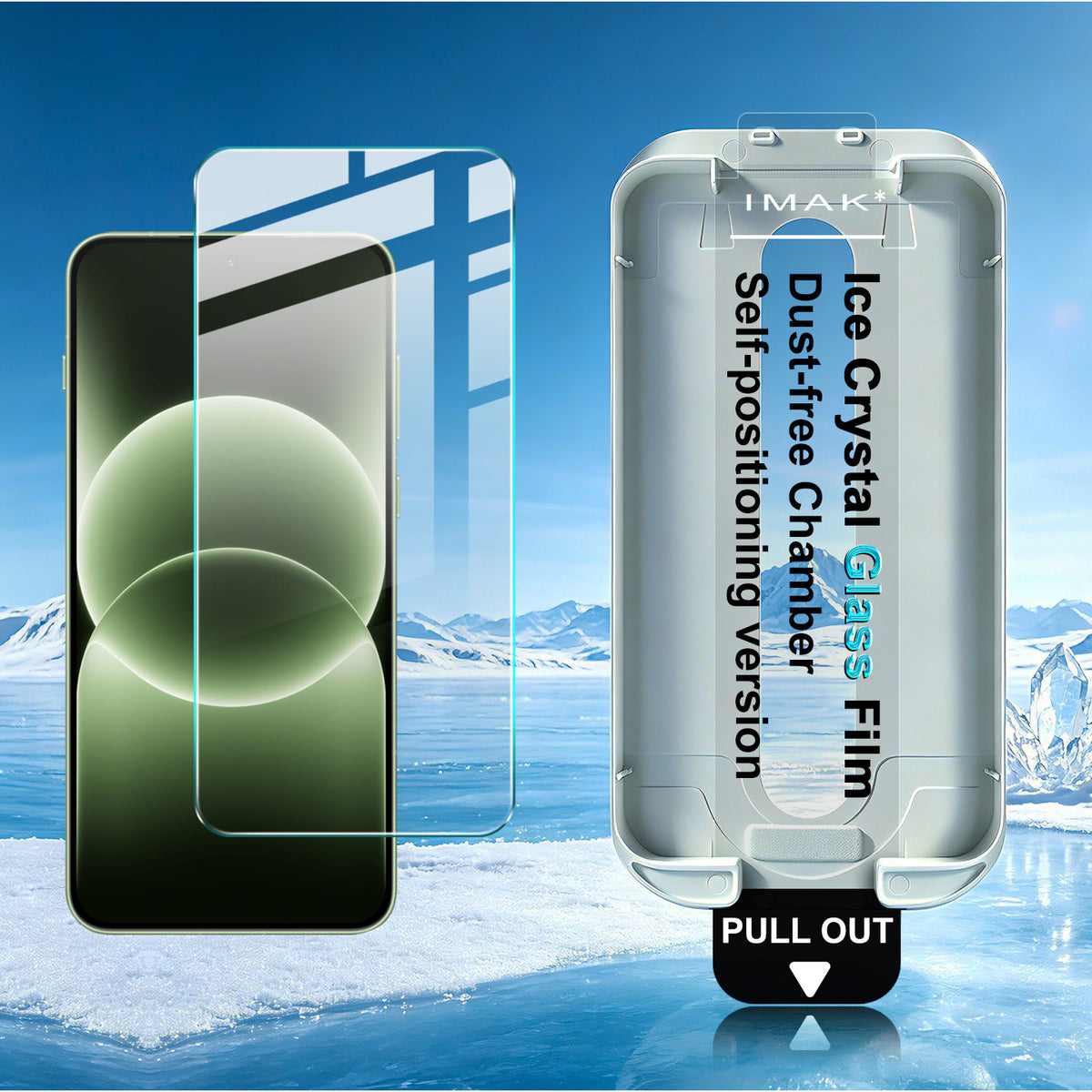 IMAK fuldskærmsbeskyttelse til OnePlus 15R 5G / OnePlus Ace 6T 5G, Ice Crystal-hærdet glasfilm med støvfrit monteringsværktøj (fingeraftrykslåsning)