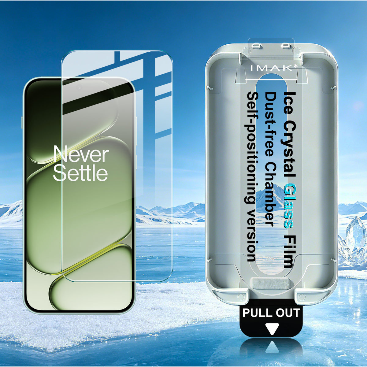 IMAK för OnePlus Nord 6 5G 3 st. helskärmsskydd i härdat glas med iskristall och dammfritt installationsverktyg (fingeravtryckslåsning)