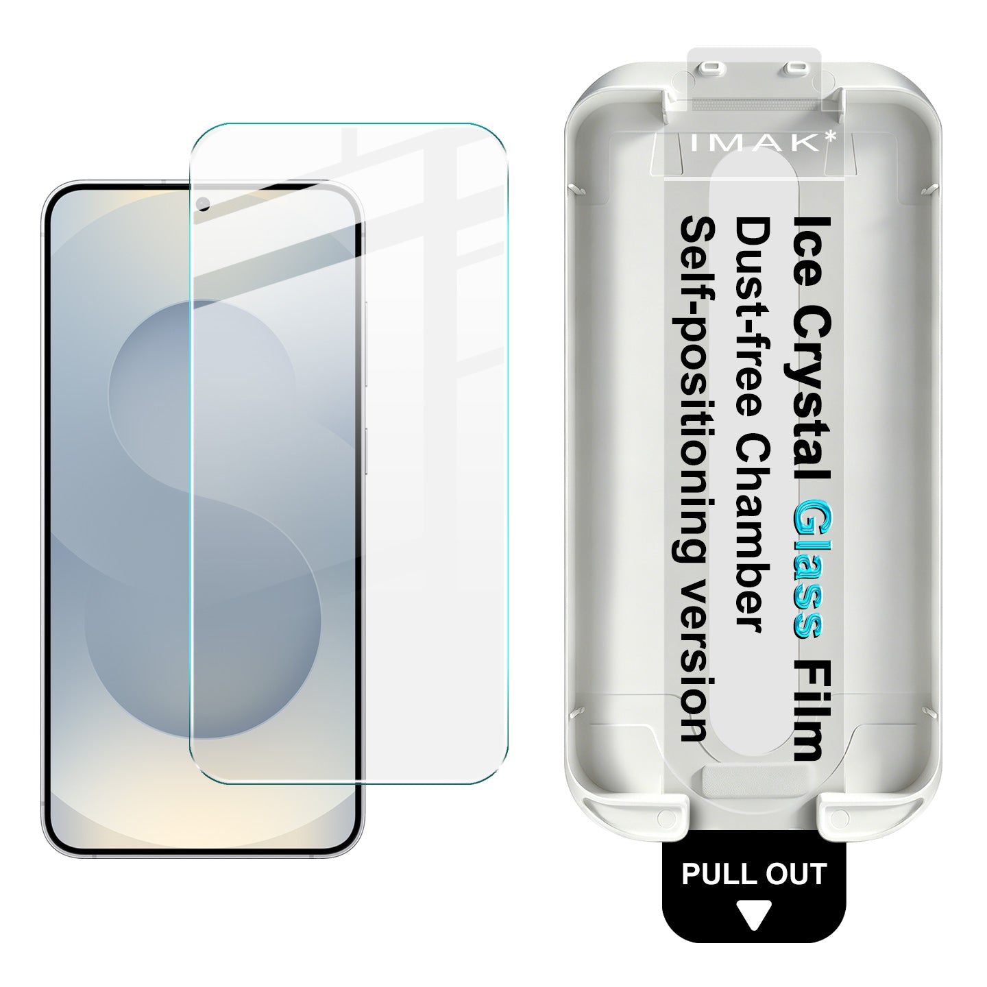IMAK för Samsung Galaxy S25 / Galaxy S24 Helskärmsskydd Ice Crystal Härdat Glasfilm med Dammfritt Installationsverktyg (Fingeravtryckslåsning)
