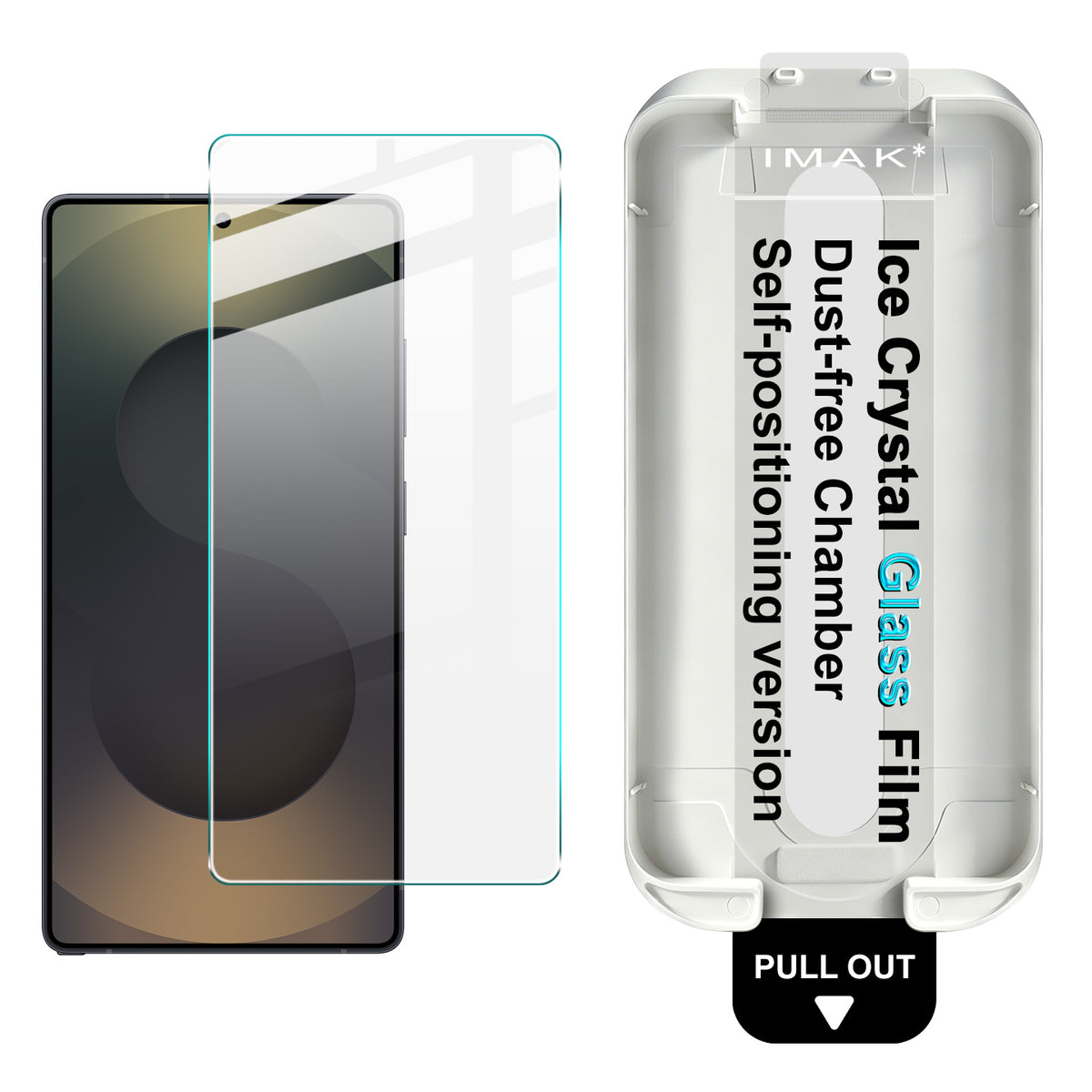IMAK fuldskærmsbeskytter til Samsung Galaxy S25 Ultra, Ice Crystal-hærdet glasfilm med støvfrit monteringsværktøj (fingeraftrykslåsning)