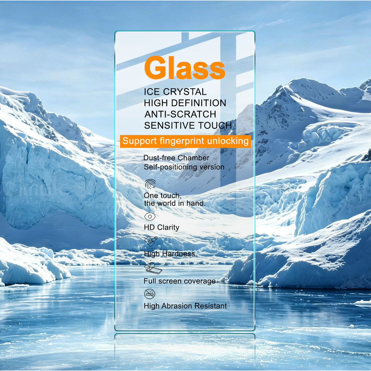 IMAK för Samsung Galaxy S24 Ultra Helskärmsskydd Ice Crystal Härdat Glasfilm med Dammfritt Installationsverktyg (Fingeravtryckslåsning)