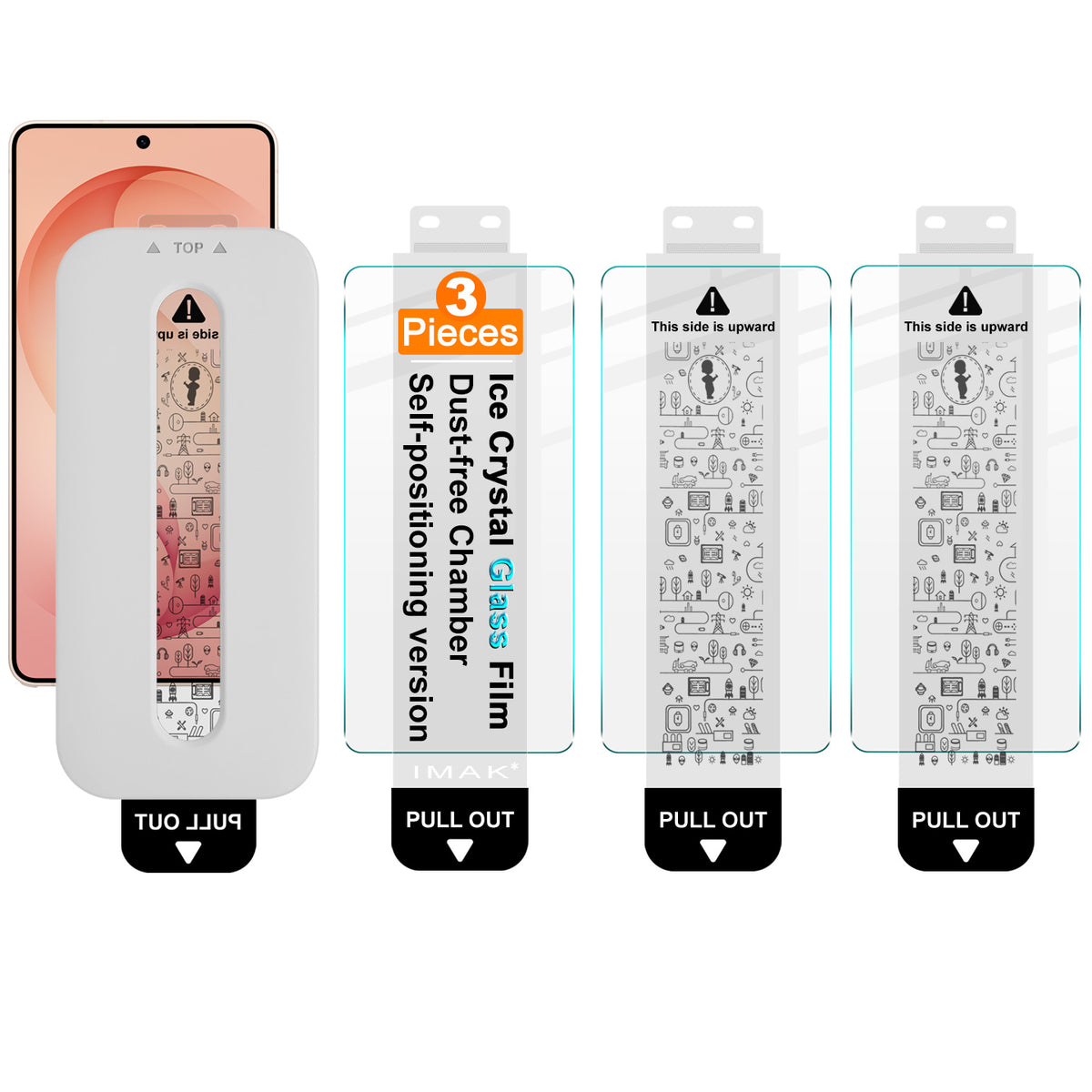 IMAK 3 hærdede glasbeskyttere til Samsung Galaxy S26 Ultra med iskystalmønster og støvfri monteringsværktøj (fingeraftrykslås)