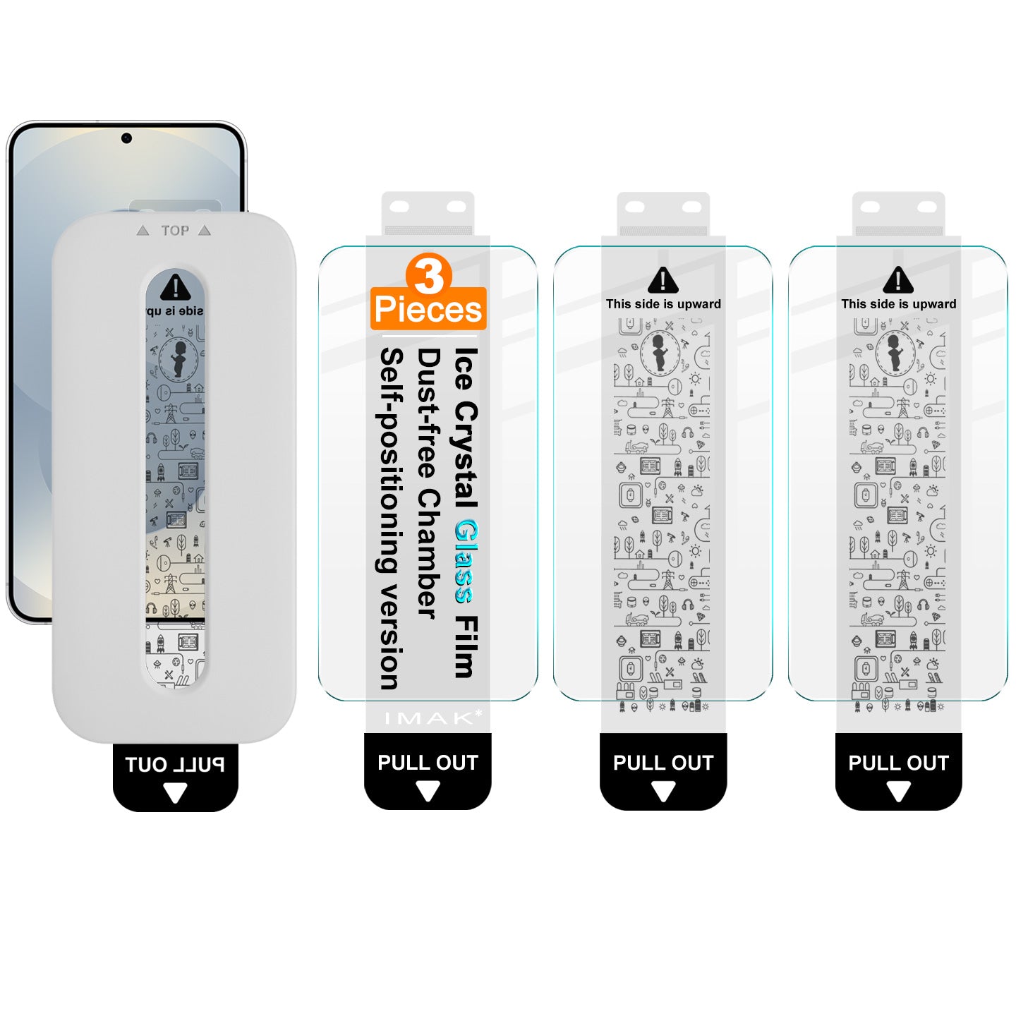 IMAK for Samsung Galaxy S25 / Galaxy S24 3Pcs Screen Protector Ice Crystal Tempered Glass Film with Dust-free Installation Tool (Fingerprint Unlock)
