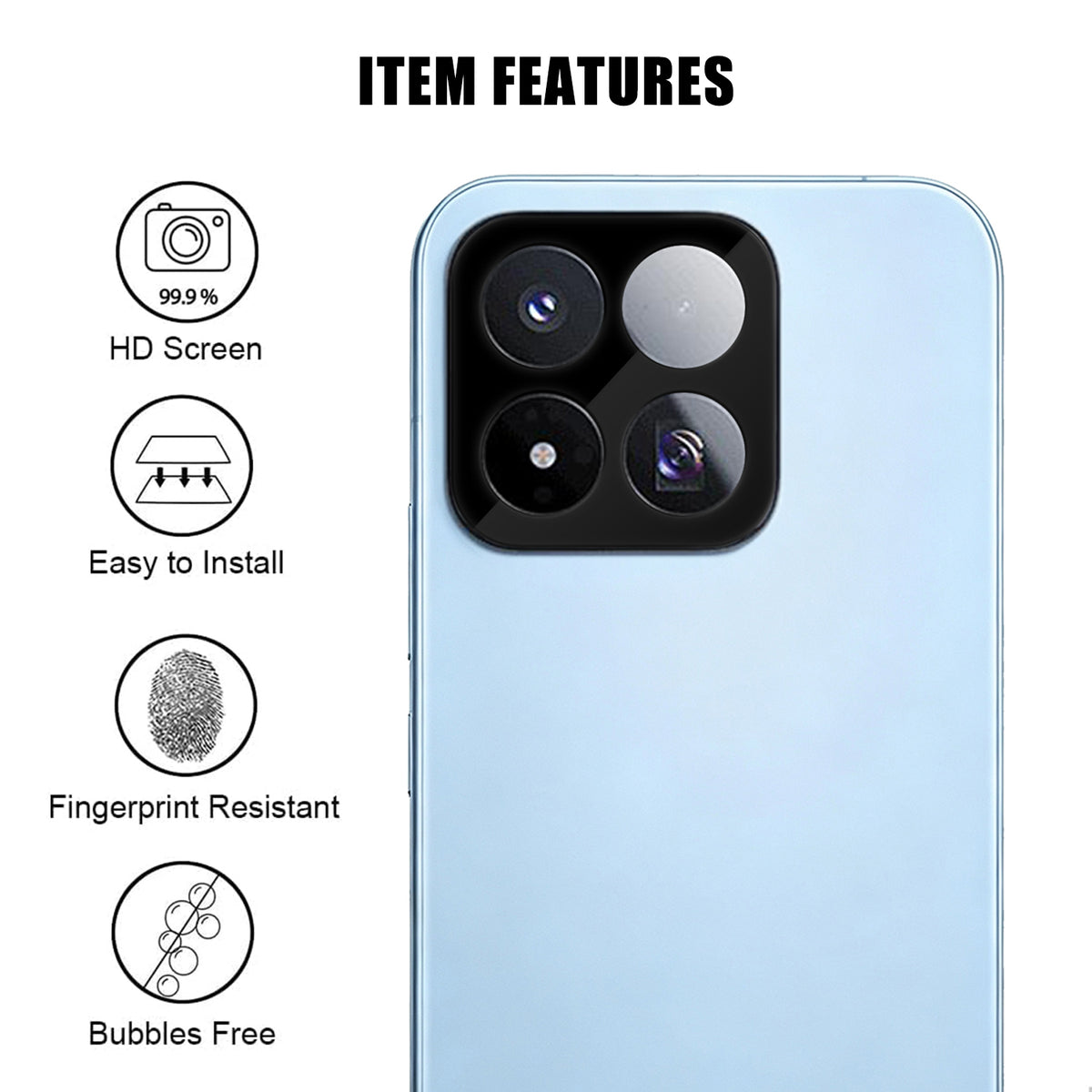 Xiaomi 17 Max-kameralinsebeskyttelse i fuld dækning, silketryk, HD, anti-fingeraftryk, AR-hærdet glaslinsefilm